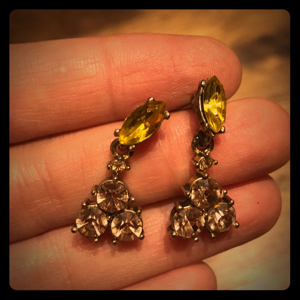 Smokey topaz rhinestone vintage earrings